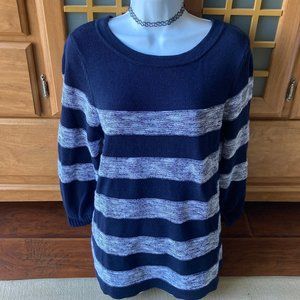 Croft  & Barrow Navy Wide Striped Tunic Sweater Large